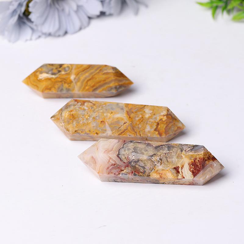 Natural Crazy Agate Double Terminated Point Healing Towers Points Bulk Best Crystal Wholesalers