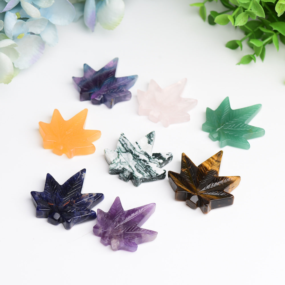 1.7" Mixed Crystal Maple Leaf Crystal Carving Bulk WholesaleBest Crystal Wholesalers