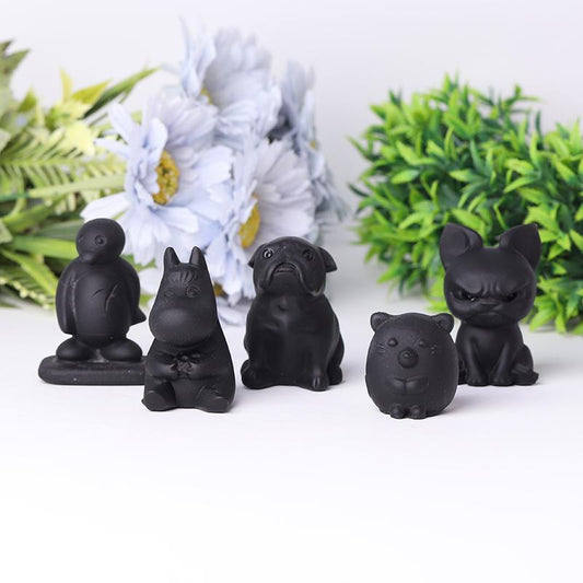 2" Black Obsidian Crystal Carvings Cartoon Bulk Best Crystal Wholesalers