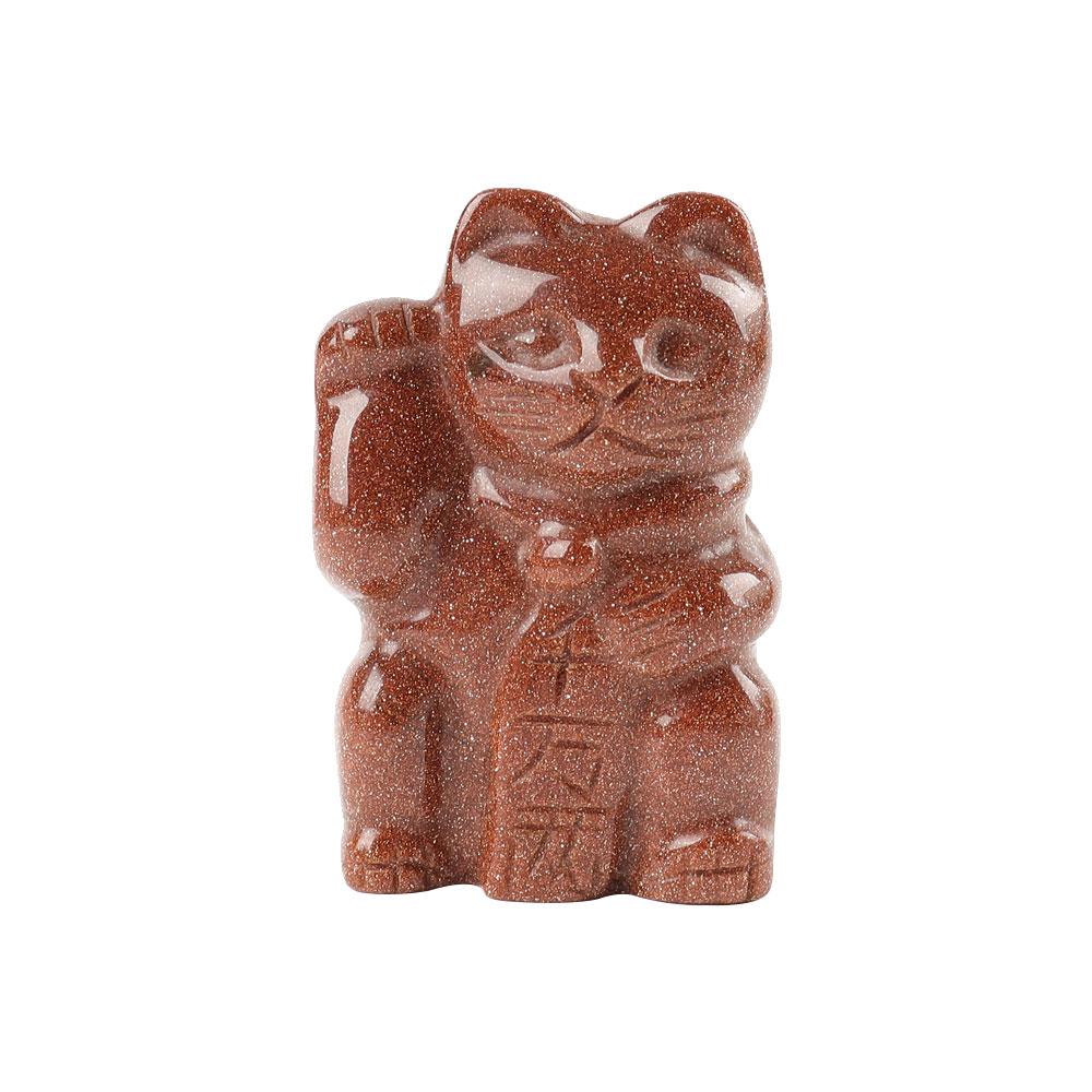 2" Gold Sandstone Crystal Carving Animal Bulk Lucky Cat Best Crystal Wholesalers