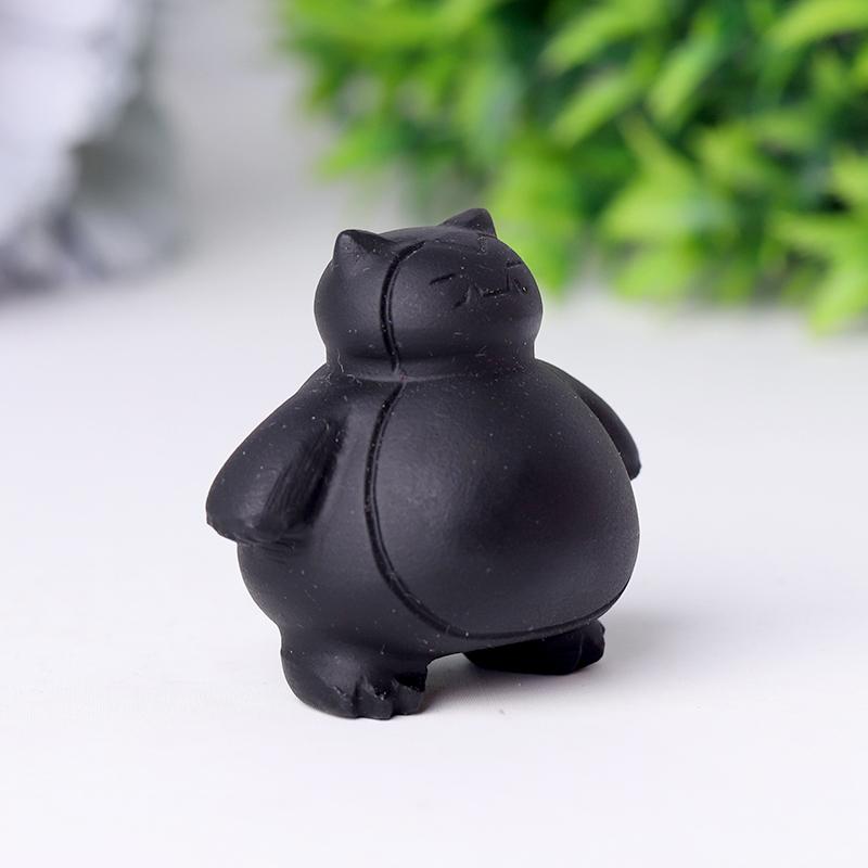 1.8" Black Obsidian Snorlax Crystal Carvings Cartoon Bulk Best Crystal Wholesalers