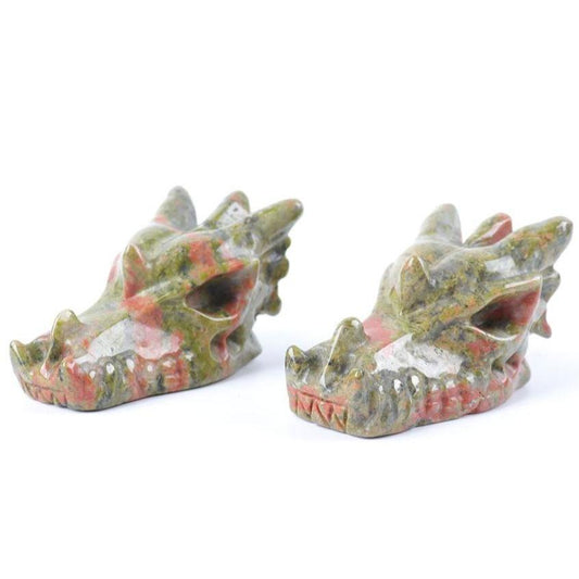 Unakite Dragon Head Carvings