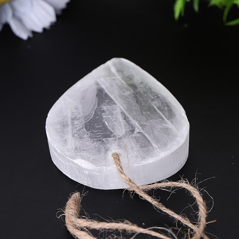 3.3" Clear Selenite Drop Shape with Hanging Rope Bulk Best Crystal Wholesalers