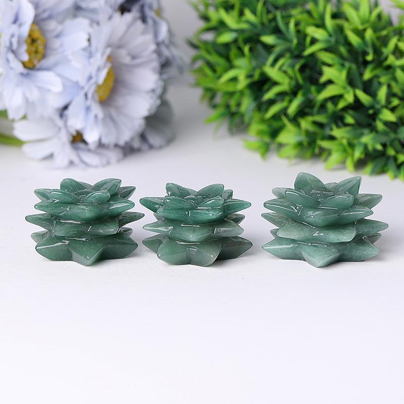 2" Green Aventurine Flower Crystal Carving Plants Bulk Best Crystal Wholesalers