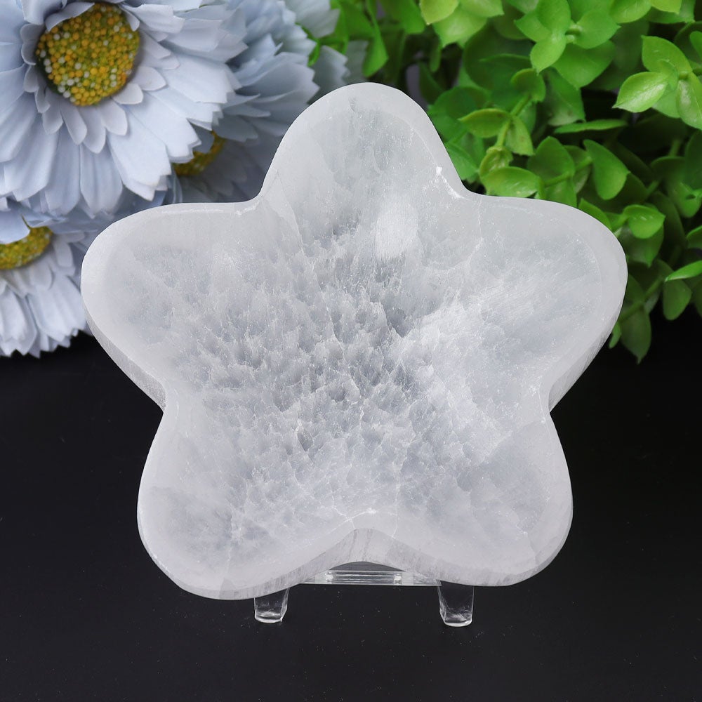 4" Flower Shape Selenite Bowls Plants Bulk Best Crystal Wholesalers