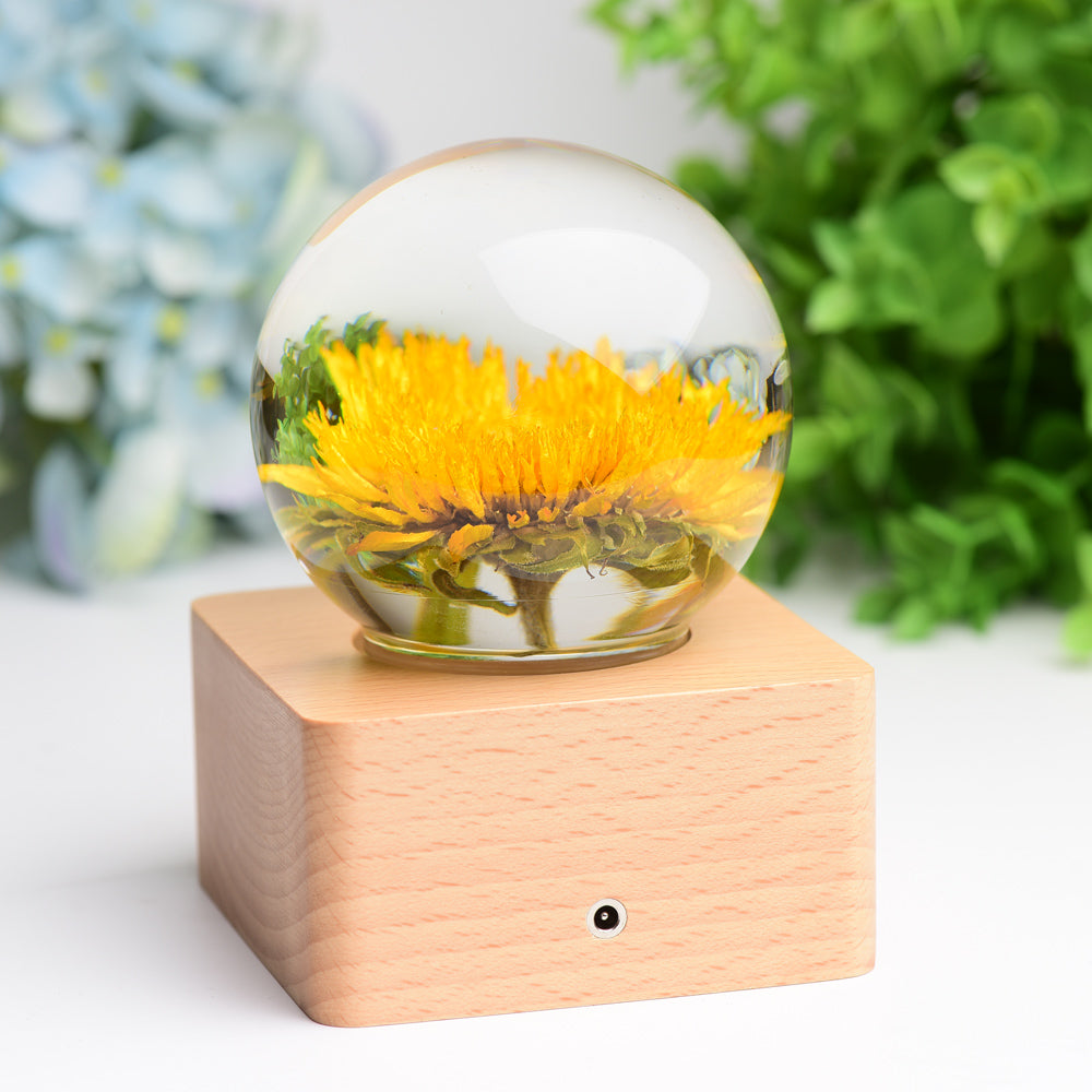 1 Set Resin Sphere with Sunflower Touch-sensitive Switch Lamp Free Form for Bulk WholesaleBest Crystal Wholesalers