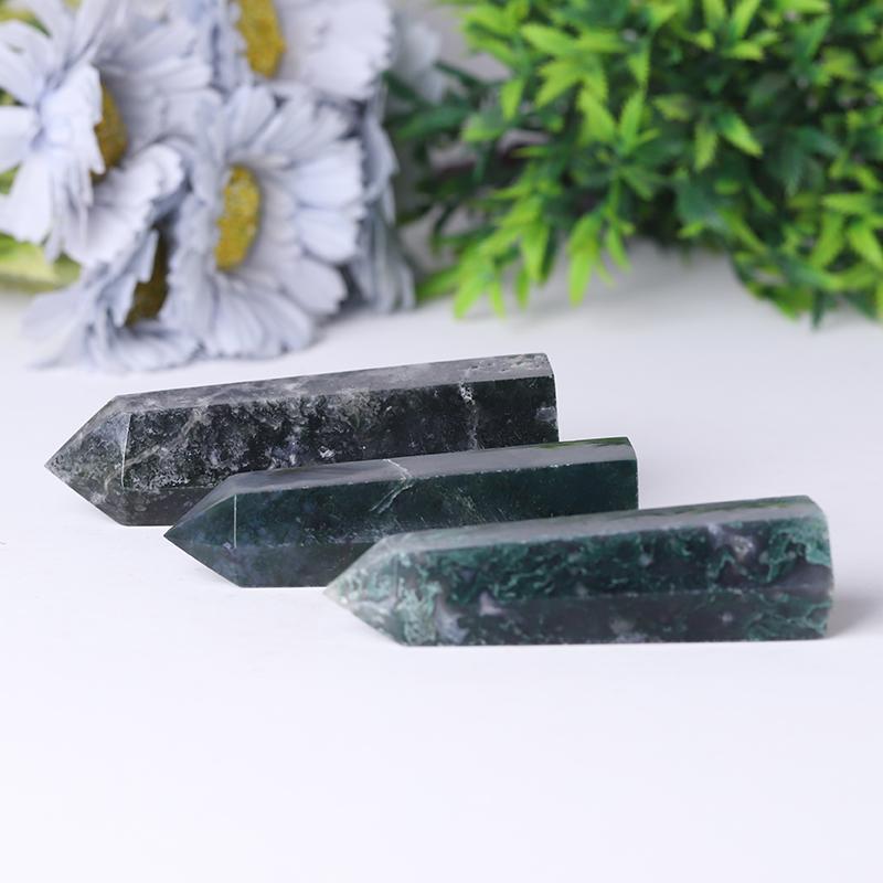 Wholesale Natual Crystal Healing Moss Agate Point Wand Towers Points Bulk Best Crystal Wholesalers