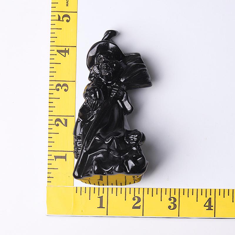 4.5" Black Obsdian Witch Crystal Carvings for Halloween Best Crystal Wholesalers