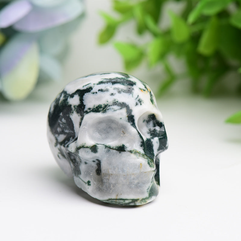 2.0" Moss Agate Crystal Carvings Skull Bulk Crystal wholesale suppliers