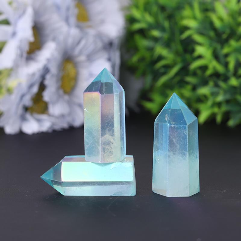 Natural Blue Angel Aura Clear Quartz Towers Points Bulk Crystals Best Crystal Wholesalers