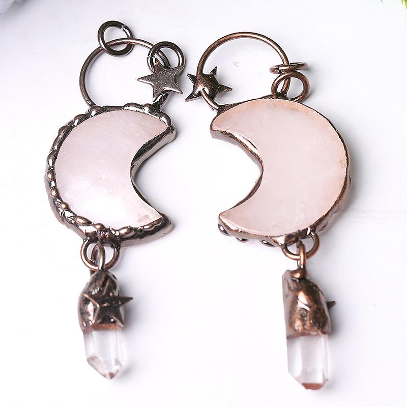 Rose Quartz Moon Shape Pendant for Jewelry DIY Best Crystal Wholesalers