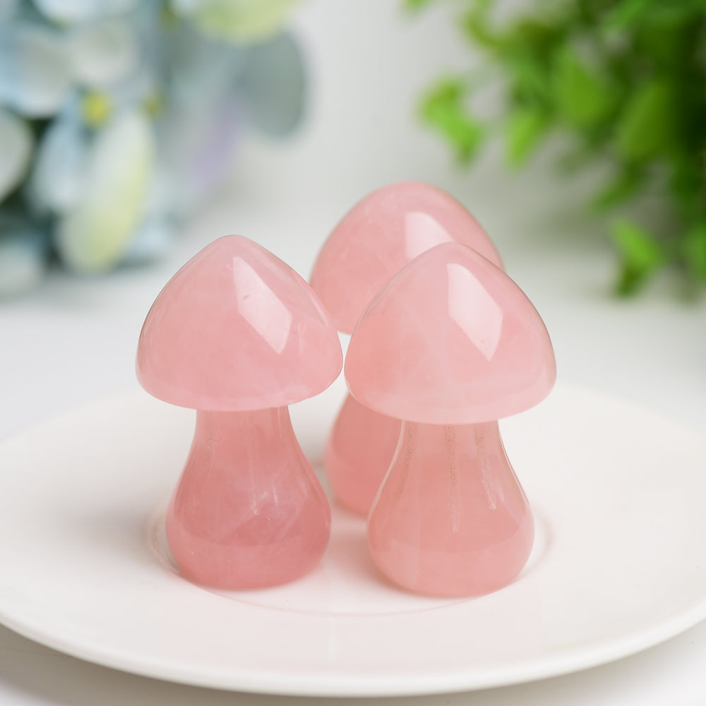 2.0" Rose Quartz Mushroom Crystal Carving Plants Bulk Crystal wholesale suppliers