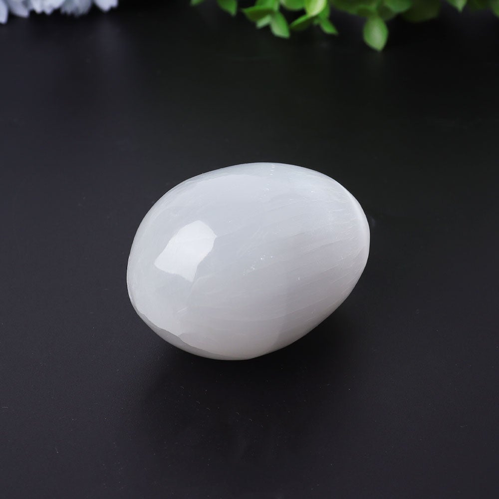 2.5" Selenite Egg Palm Stone Best Crystal Wholesalers