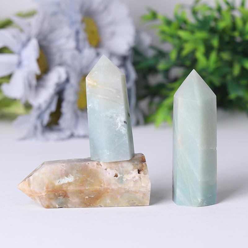 Natural Caribbean Calcite Points Meditation Sky Blue Crystal Towers Points Bulk Best Crystal Wholesalers