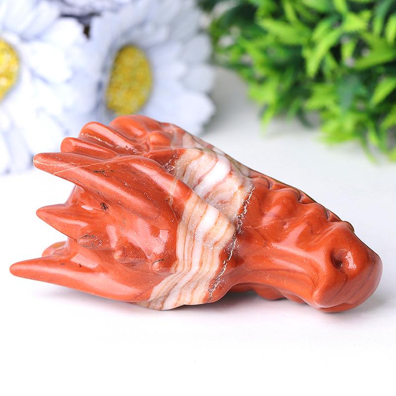 3" Red Jasper Dragon Head Crystal Carvings Best Crystal Wholesalers