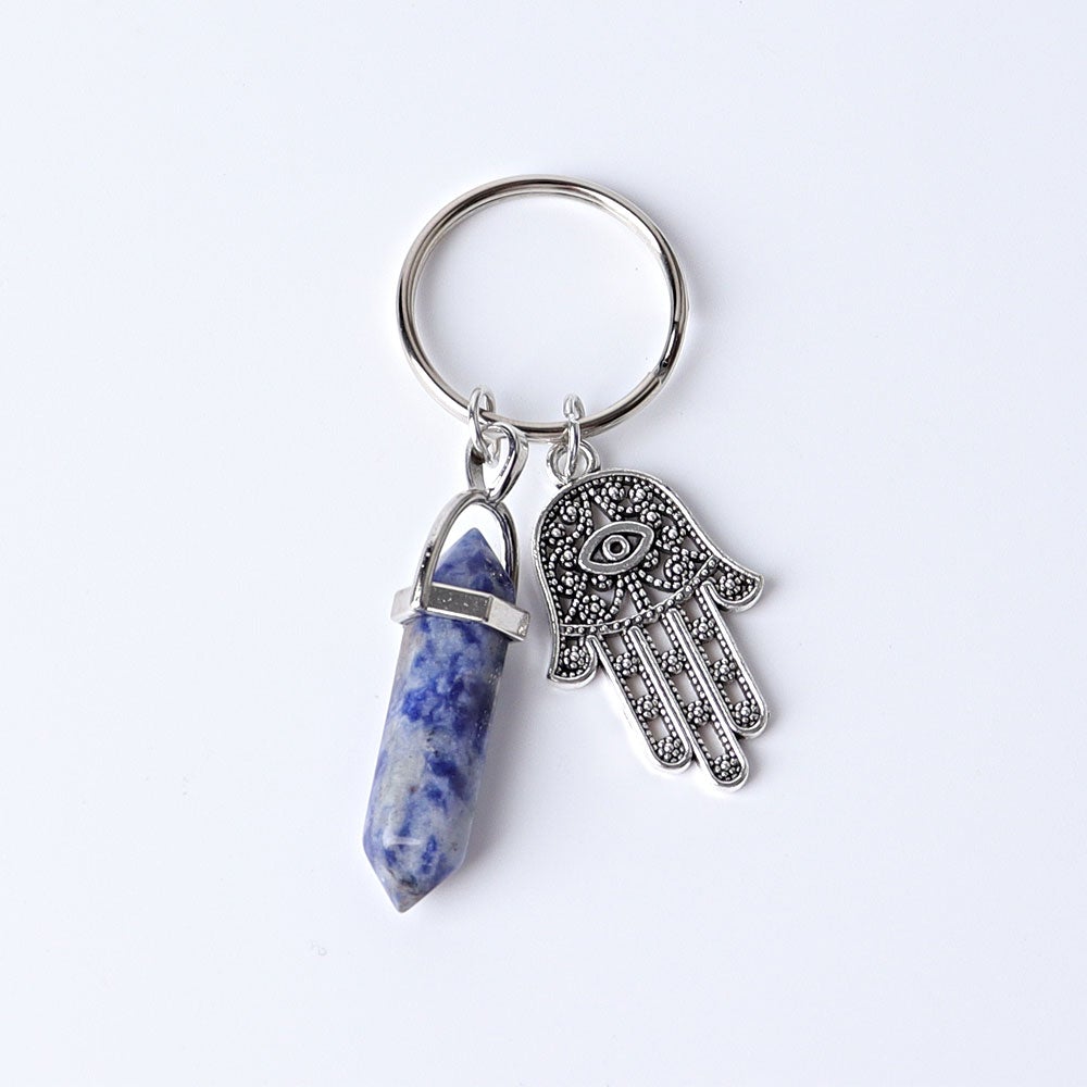 2.5“ Double Terminated Point with Devil's Eye Hand Key Chain for DIY Best Crystal Wholesalers