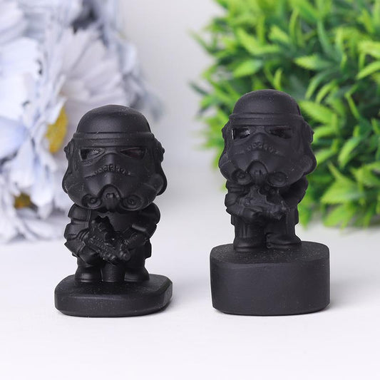 2.5" Black Obsidian Darth Vader Crystal Carvings Cartoon Bulk Best Crystal Wholesalers