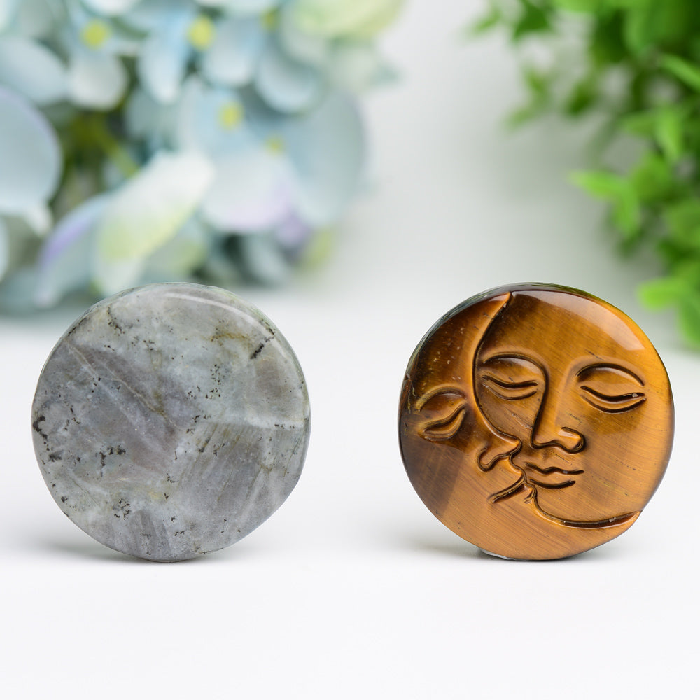 1.8" Moon and Sun Face Crytsal Carving Bulk WholesaleBest Crystal Wholesalers