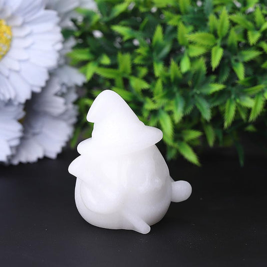 2.2" White Jade Pumpkin Ghost Crystal Carvings for Halloween Best Crystal Wholesalers