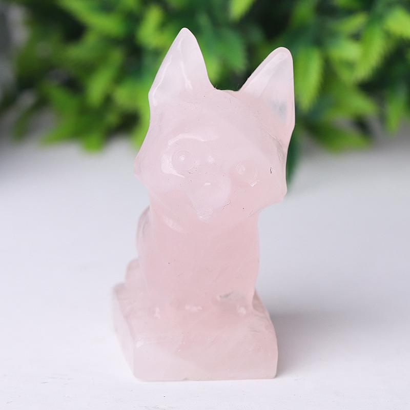 2.4" Rose Quartz Dog Crystal Carvings Animal Bulk Best Crystal Wholesalers