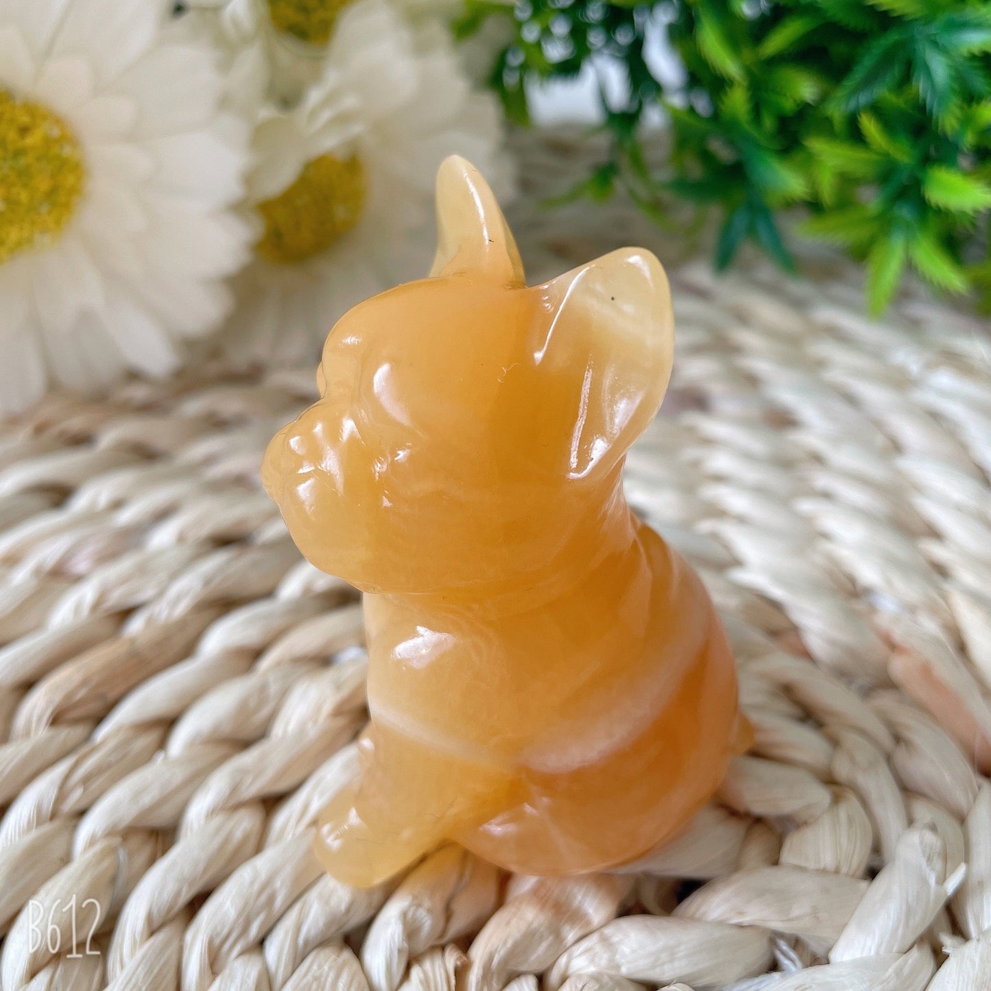 2.4" High Quality Yellow Calcite French Bulldog Carving Animal Bulk Crystal Dog For Home Decor Best Crystal Wholesalers