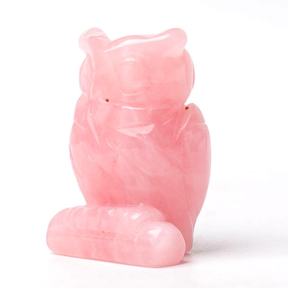 2.0" Rose Quartz Owl Figurine Crystal Carvings Animal Bulk Best Crystal Wholesalers