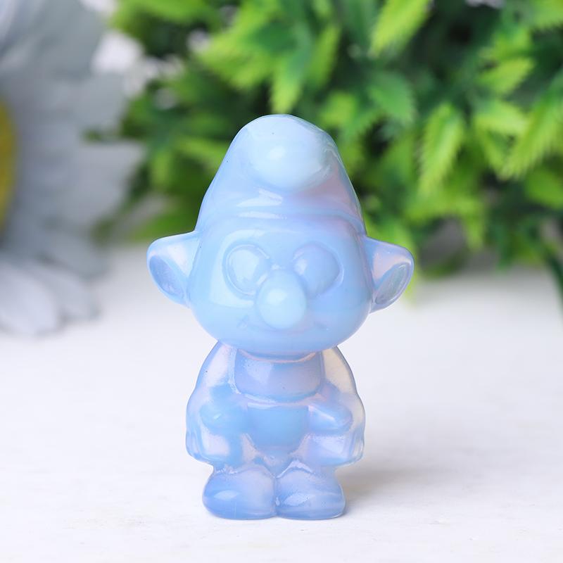 2" Blue Opalite Smurfs Crystal Carvings Cartoon BulkBest Crystal Wholesalers