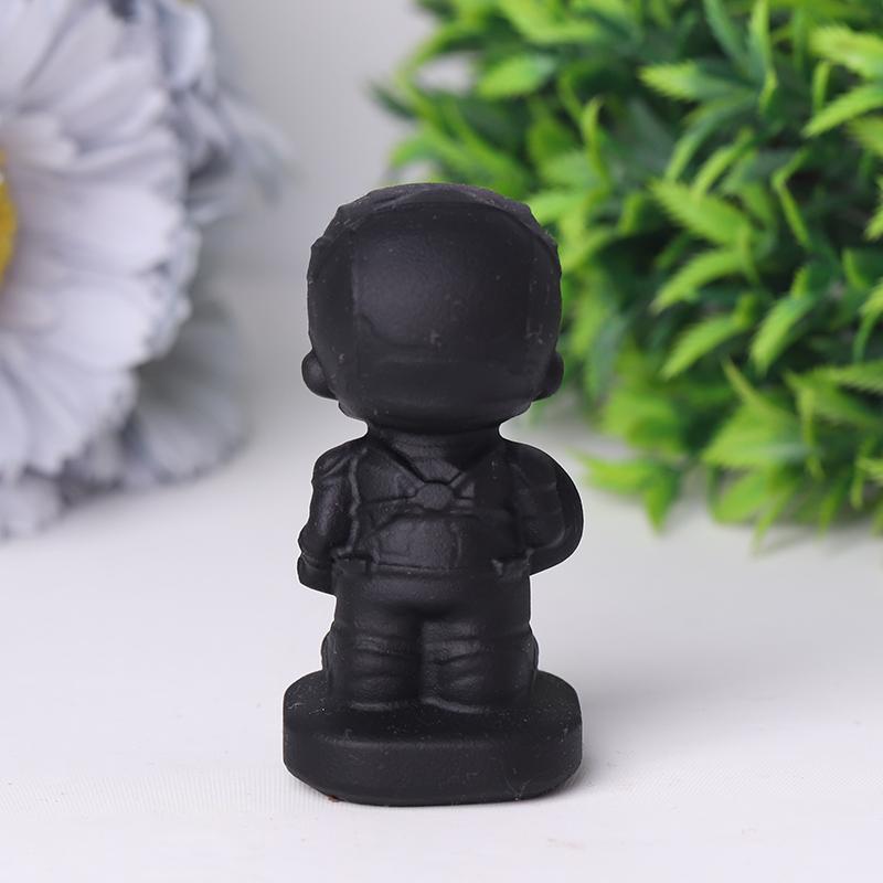 Black Obsidian American Captain Crystal Carvings Cartoon Bulk Best Crystal Wholesalers