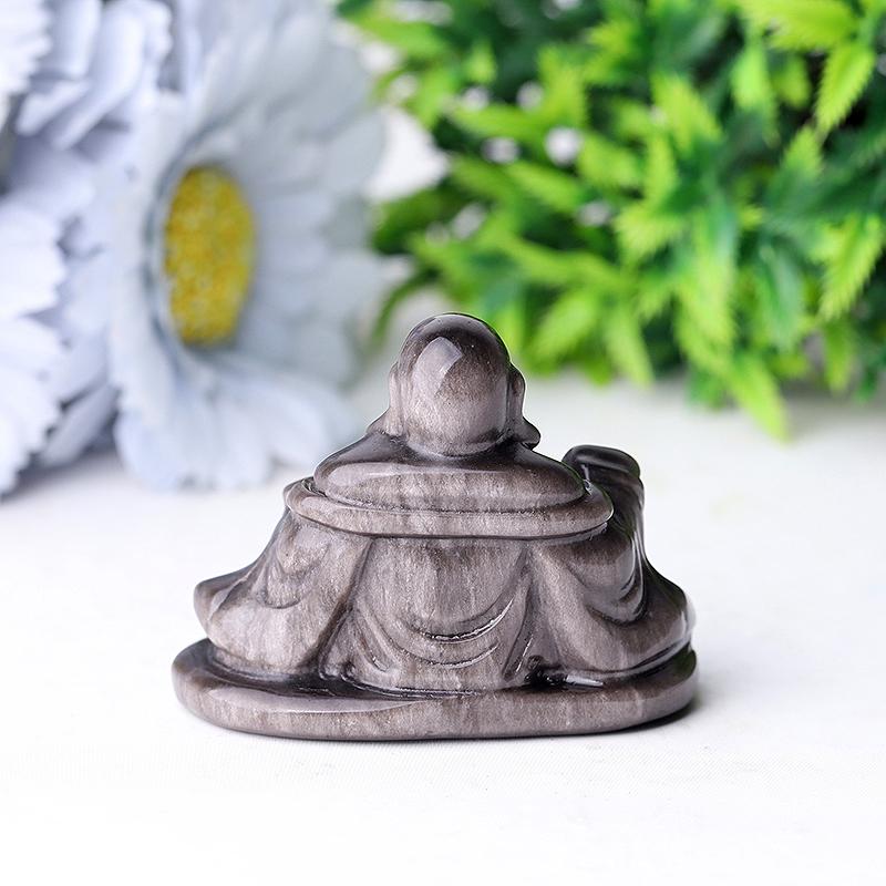 2.4" Silver Obsidian Buddha Crystal Carvings Model Bulk Best Crystal Wholesalers