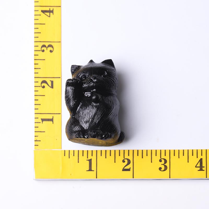 2" Black Obsidian Cute Cat Crystal Carvings  for Halloween Animal Bulk Best Crystal Wholesalers