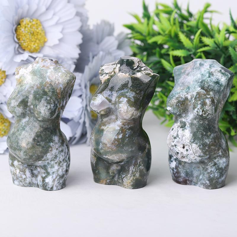 3" Moss Agate Pregnent Woman Body Crystal Carvings Best Crystal Wholesalers