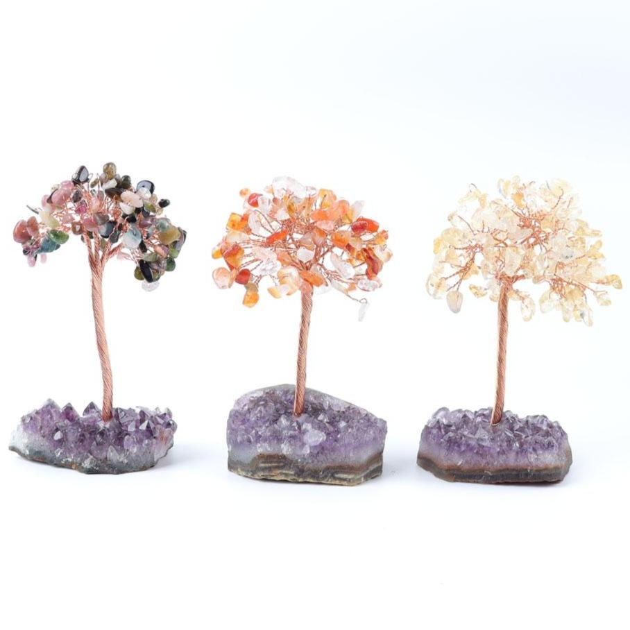 Crystal Chips Tree with Amethyst Cluster Base