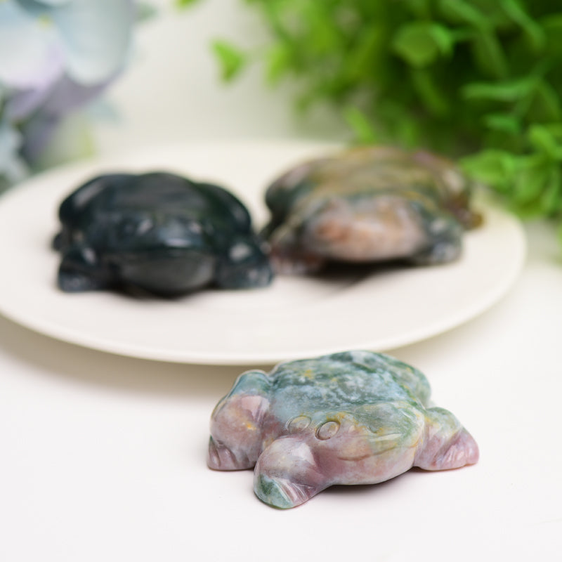 2.0" Moss Agate Frog Crystal Carving Bulk Crystal wholesale suppliers