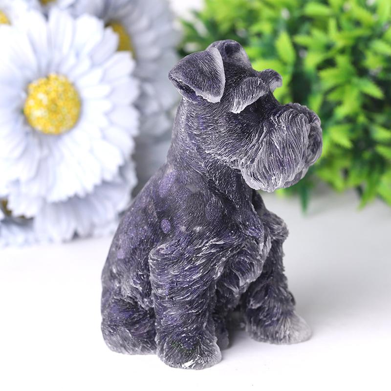 4.2" Crystal Chips Resin Schnauzer Carving for Decoration Best Crystal Wholesalers