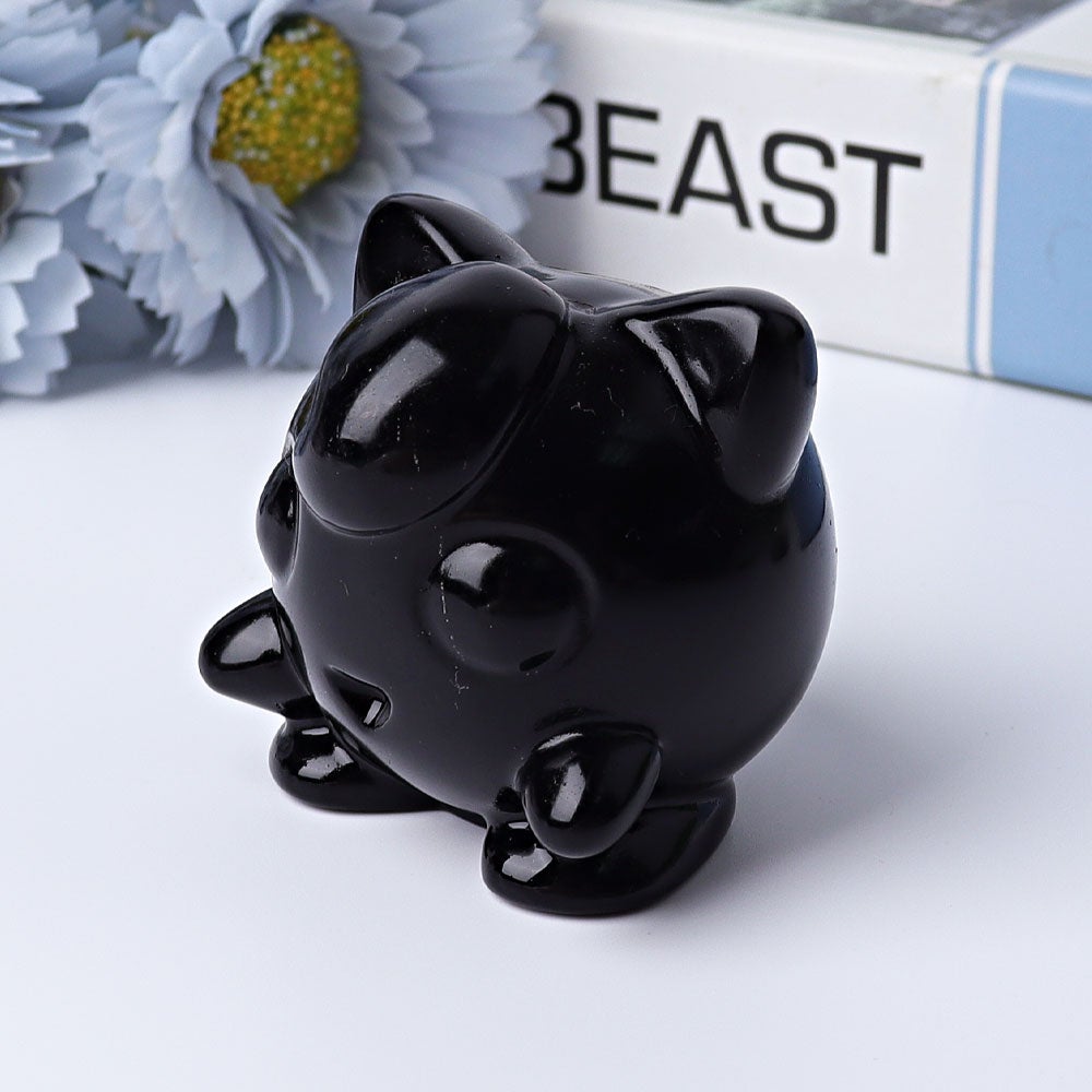 2" Black Obsidian Jiggly Puff Crystal Carvings Cartoon Bulk Best Crystal Wholesalers