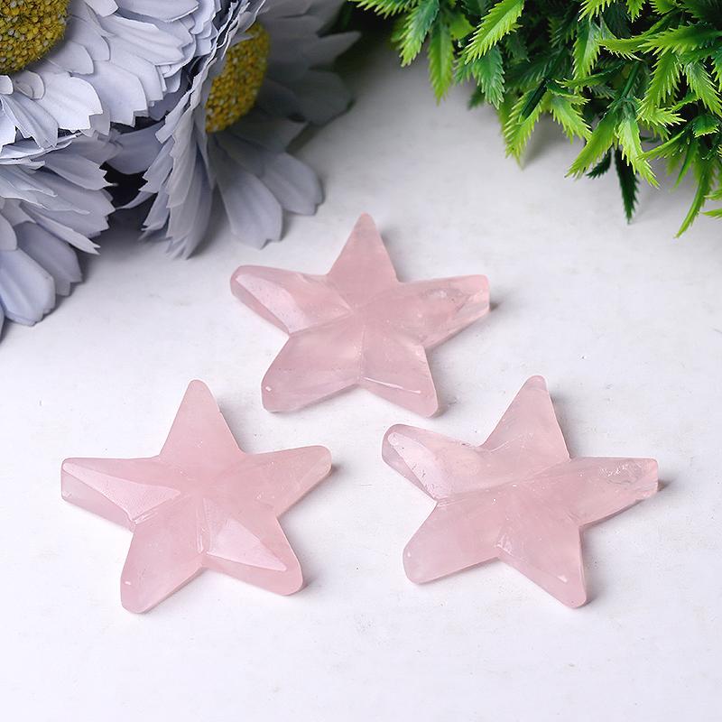 2" Rose Quartz Star Crystal Carvings Best Crystal Wholesalers