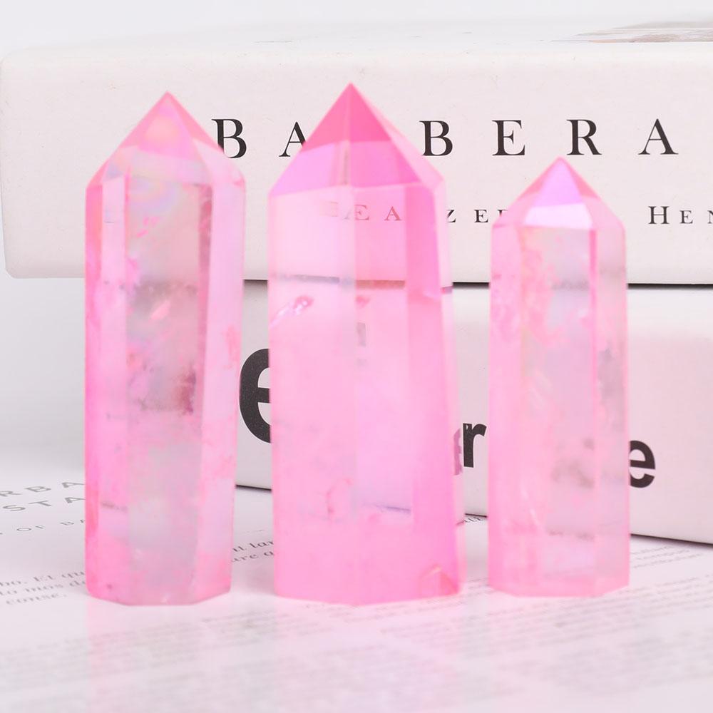 Set of 3 Aura Pink Towers Points Bulk Best Crystal Wholesalers