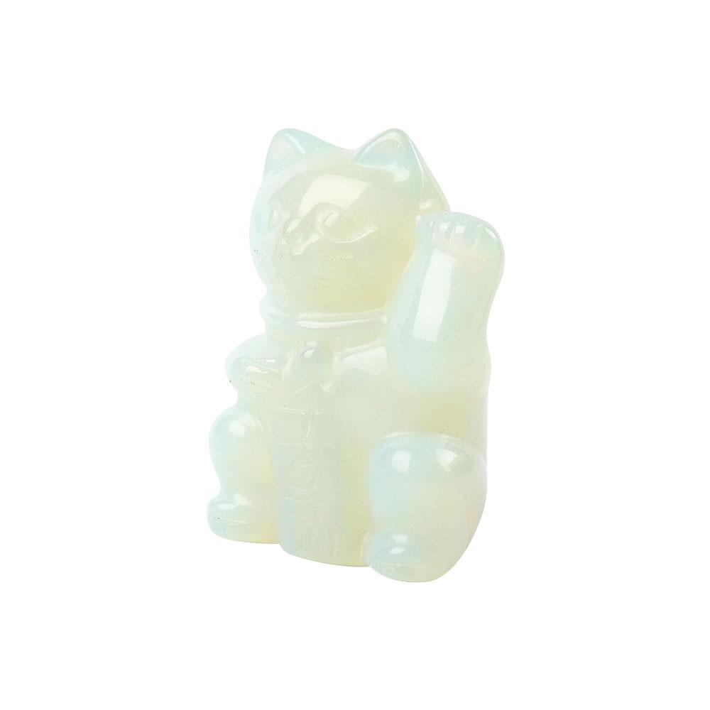 2" Opalite Crystal Carving Lucky Cat Animal Bulk Best Crystal Wholesalers