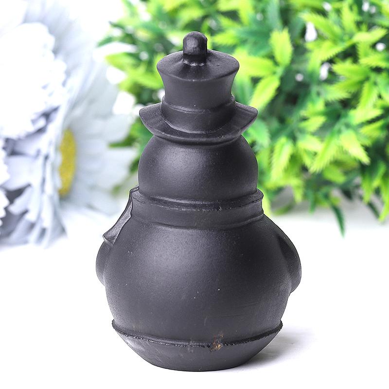 3.7" Black Obsidian Snowman Crystal Carvings Best Crystal Wholesalers