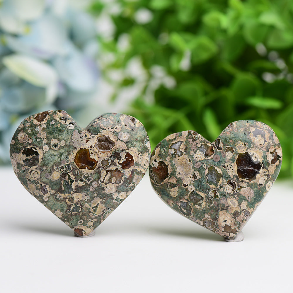 2.3" Rainforest Japer Heart Palm Stone Bulk Best Crystal Wholesalers