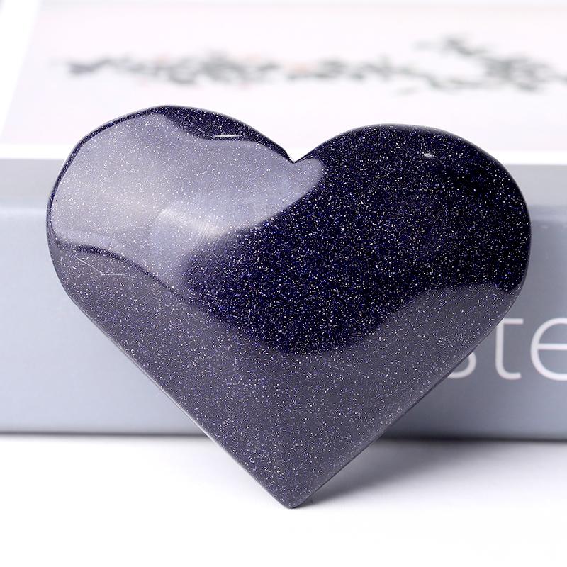 2.5-3.0" Blue Sandstone Heart Shape Crystal Carvings Best Crystal Wholesalers