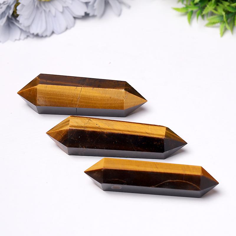 Wholesale Natural High Quality Tiger Eye Stone Quartz Crystal Double Point DT Wand Best Crystal Wholesalers