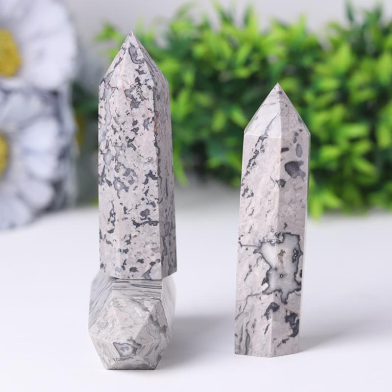 Wholesale Natural Picasso Jasper Point Crystal Tower Healing Stone for Feng Shui Decoration Best Crystal Wholesalers