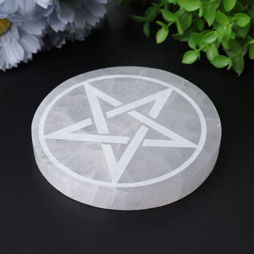 4" Selenite Plate with Printing Best Crystal Wholesalers