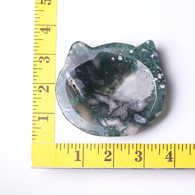 3.5" Moss Agate Cat Head Bowl Crystal Carvings Animal Bulk Best Crystal Wholesalers