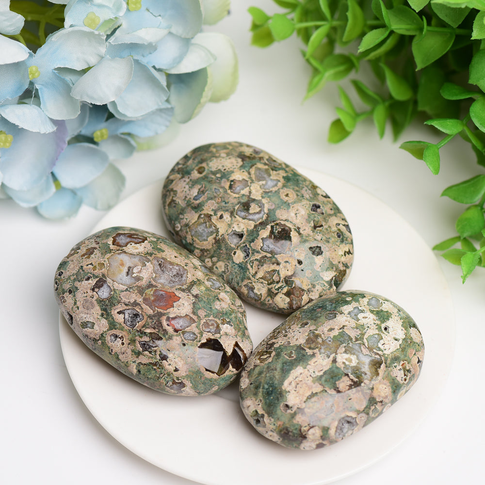 2.4" Rainforest Jasper Palm Stone Bulk Best Crystal Wholesalers