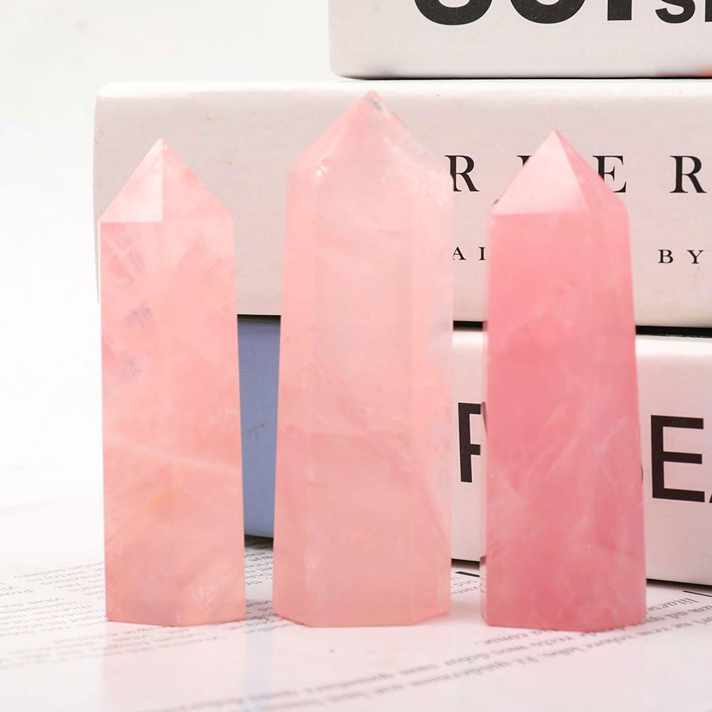 Set of 3 Rose Quartz Towers Points Bulk Best Crystal Wholesalers