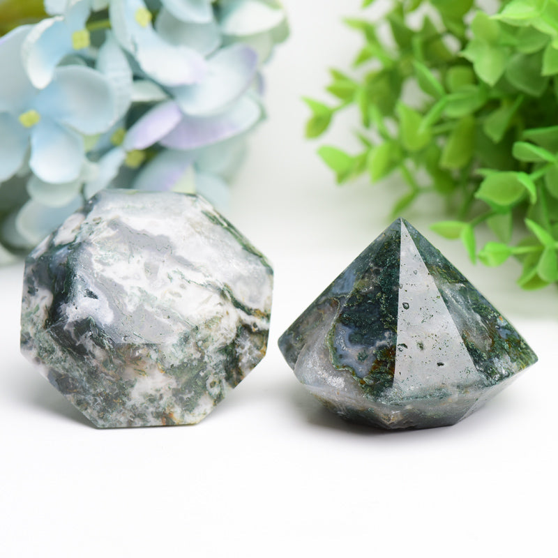 2.2" Moss Agate Diamond Crytsal Carving Model Buk Crystal wholesale suppliers