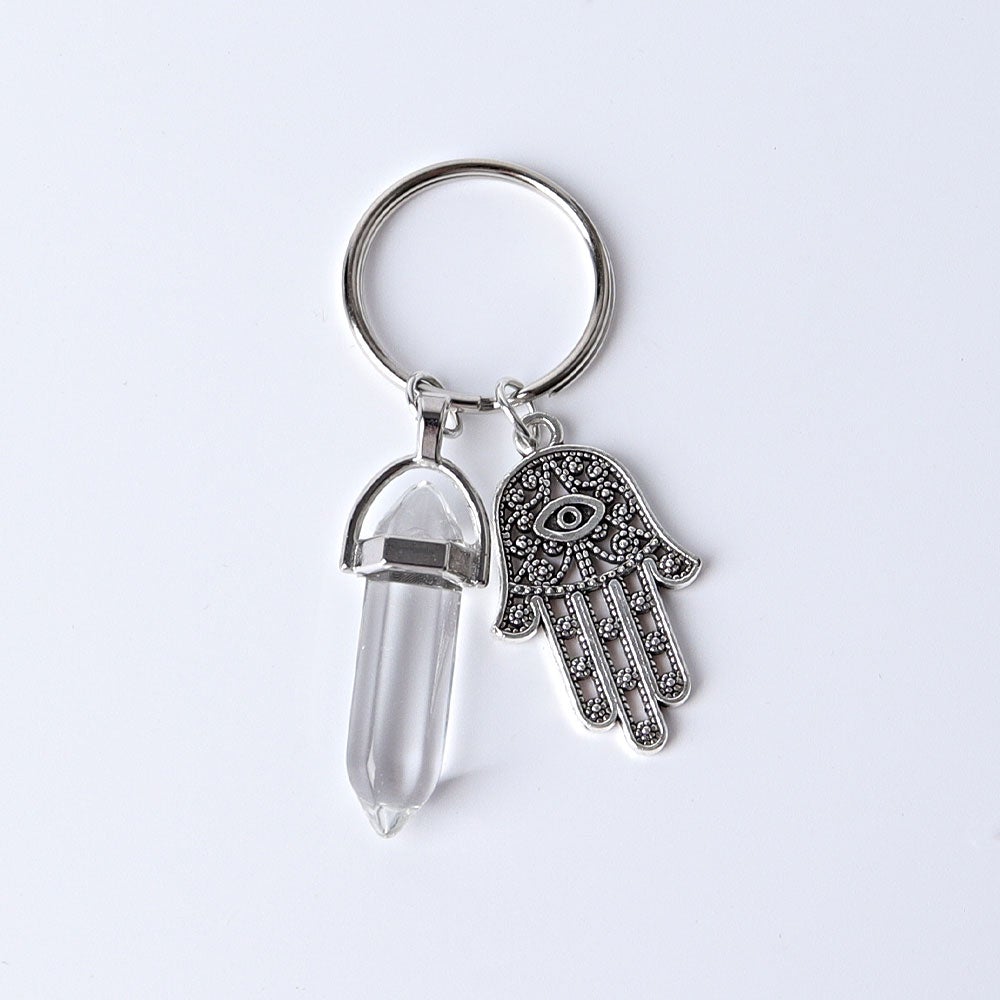 2.5“ Double Terminated Point with Devil's Eye Hand Key Chain for DIY Best Crystal Wholesalers