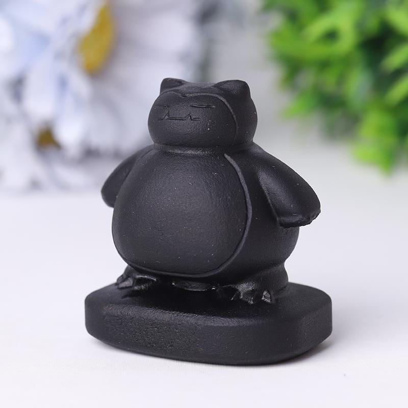 2" Black Obsidian Snorlax Crystal Carvings Cartoon Bulk Best Crystal Wholesalers